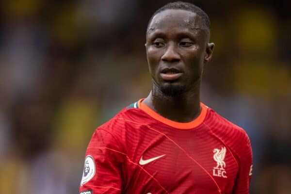 NORWICH, ENGLAND - Saturday, August 14, 2021: Liverpool's Naby Keita during the FA Premier League match between Norwich City FC and Liverpool FC at Carrow Road. (Pic by David Rawcliffe/Propaganda)