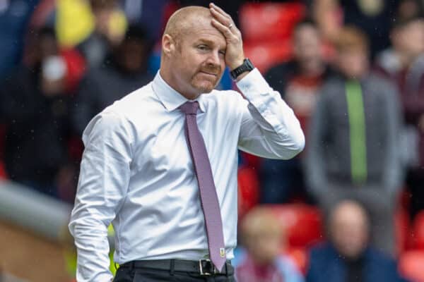 LIVERPOOL, ENGLAND - Saturday, August 21, 2021: Burnley's manager Sean Dyche during the FA Premier League match between Liverpool FC and Burnley FC at Anfield. Liverpool won 2-0. (Pic by David Rawcliffe/Propaganda)