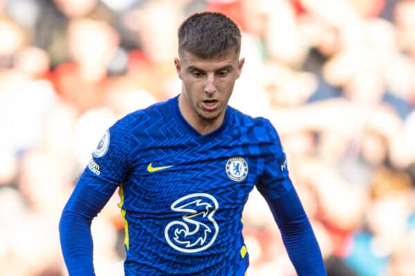 LIVERPOOL, ENGLAND - Saturday, August 28, 2021: Chelsea's Mason Mount during the FA Premier League match between Liverpool FC and Chelsea FC at Anfield. (Pic by David Rawcliffe/Propaganda)