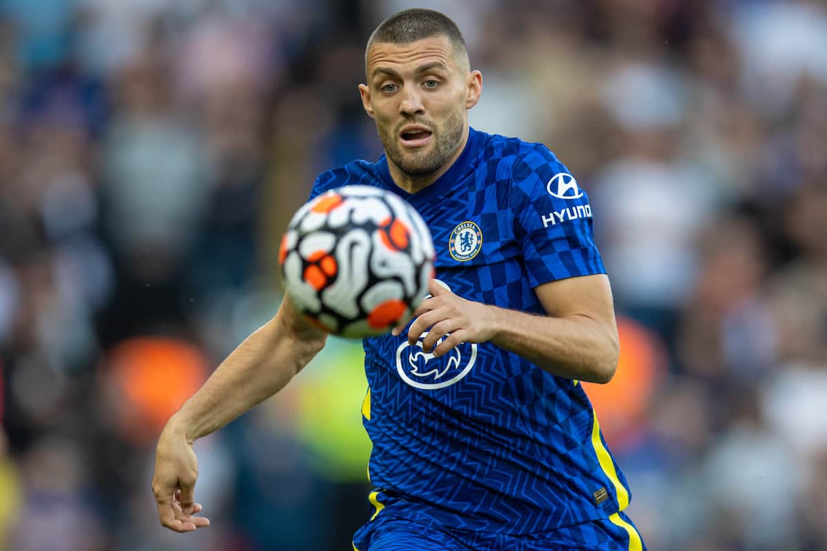 LIVERPOOL, ENGLAND - Saturday, August 28, 2021: Chelsea's Mateo Kovacic during the FA Premier League match between Liverpool FC and Chelsea FC at Anfield. (Pic by David Rawcliffe/Propaganda)