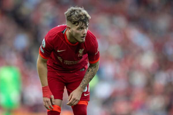 LIVERPOOL, ENGLAND - Saturday, August 28, 2021: Liverpool's Harvey Elliott during the FA Premier League match between Liverpool FC and Chelsea FC at Anfield. (Pic by David Rawcliffe/Propaganda)