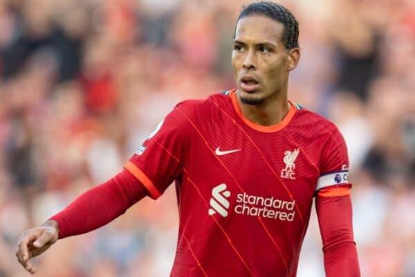 LIVERPOOL, ENGLAND - Saturday, August 28, 2021: Liverpool's captain Virgil van Dijk during the FA Premier League match between Liverpool FC and Chelsea FC at Anfield. (Pic by David Rawcliffe/Propaganda)