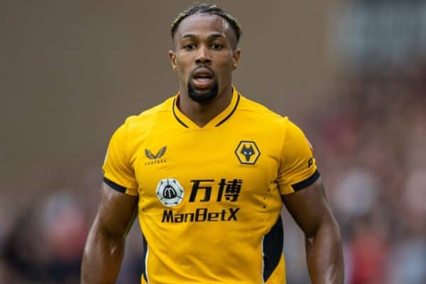 WOLVERHAMPTON, ENGLAND - Sunday, August 29, 2021: Wolverhampton Wanderers' Adama Traoré during the FA Premier League match between Wolverhampton Wanderers FC and Manchester United FC at Molineux Stadium. (Pic by David Rawcliffe/Propaganda)