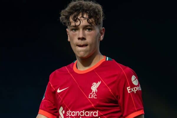 ROCHDALE, ENGLAND - Tuesday, August 31, 2021: Liverpool's Luke Chambers during the English Football League Trophy match between Rochdale AFC and Liverpool FC Under-21's at Spotland Stadium. Rochdale won 4-0. (Pic by David Rawcliffe/Propaganda)