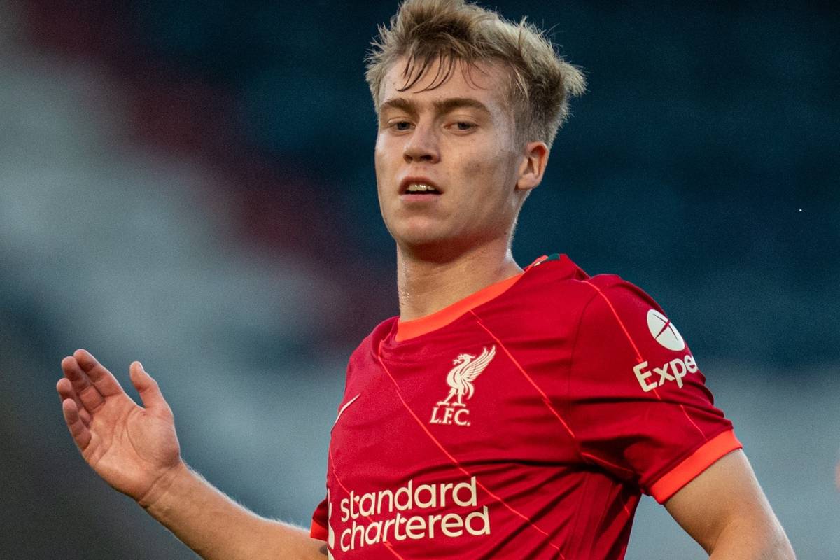 ROCHDALE, ENGLAND - Tuesday, August 31, 2021: Liverpool's Jack Bearne during the English Football League Trophy match between Rochdale AFC and Liverpool FC Under-21's at Spotland Stadium. Rochdale won 4-0. (Pic by David Rawcliffe/Propaganda)