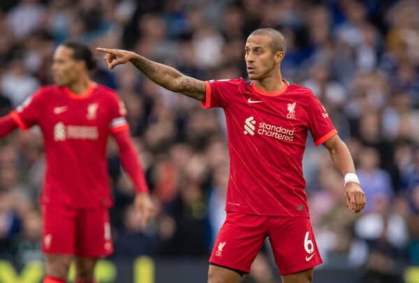 LEEDS, ENGLAND - Sunday, September 12, 2021: Liverpool's Thiago during the FA Premier League match between Leeds United FC and Liverpool FC at Elland Road. Liverpool won 3-0. (Pic by David Rawcliffe/Propaganda)