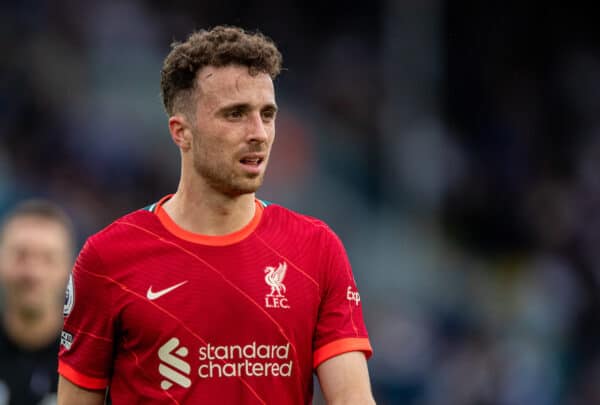 LEEDS, ENGLAND - Sunday, September 12, 2021: Liverpool's Diogo Jota during the FA Premier League match between Leeds United FC and Liverpool FC at Elland Road. Liverpool won 3-0. (Pic by David Rawcliffe/Propaganda)