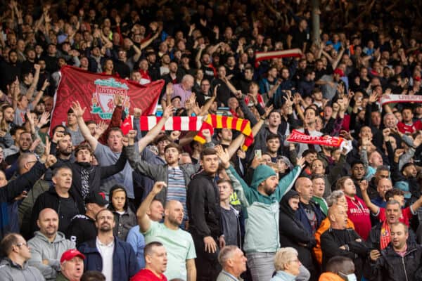 LEEDS, ENGLAND - Sunday, September 12, 2021: Liverpool supporters during the FA Premier League match between Leeds United FC and Liverpool FC at Elland Road. Liverpool won 3-0. (Pic by David Rawcliffe/Propaganda)