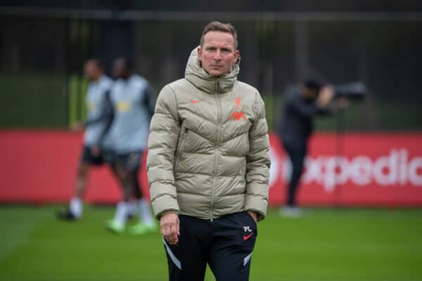 LIVERPOOL, ENGLAND - Tuesday, September 14, 2021: Liverpool's first-team development coach Pepijn Lijnders during a training session at the AXA Training Centre ahead of the UEFA Champions League Group B Matchday 1 game between Liverpool FC and AC Milan. (Pic by David Rawcliffe/Propaganda)