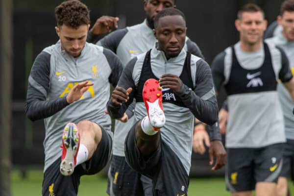 LIVERPOOL, ENGLAND - Tuesday, September 14, 2021: Liverpool's Naby Keita during a training session at the AXA Training Centre ahead of the UEFA Champions League Group B Matchday 1 game between Liverpool FC and AC Milan. (Pic by David Rawcliffe/Propaganda)