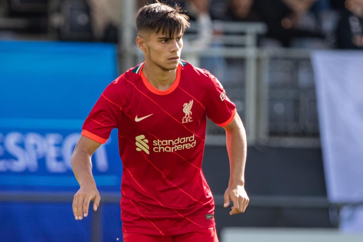 LIVERPOOL, ENGLAND - Wednesday, September 15, 2021: Liverpool's substitute Oakley Cannonier during the UEFA Youth League Group B Matchday 1 game between Liverpool FC Under19's and AC Milan Under 19's at the Liverpool Academy. Liverpool won 1-0. (Pic by David Rawcliffe/Propaganda)