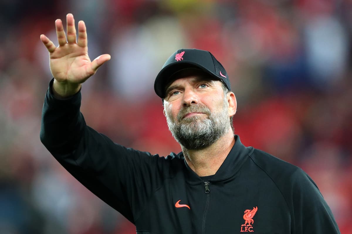 LIVERPOOL, ENGLAND - Wednesday, September 15, 2021: Liverpool's manager Jürgen Klopp after the UEFA Champions League Group B Matchday 1 game between Liverpool FC and AC Milan at Anfield. (Pic by UEFA)