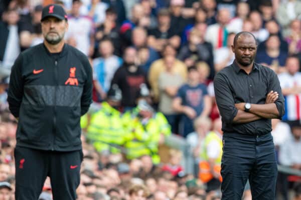 LIVERPOOL, ENGLAND - Saturday, September 18, 2021: Crystal Palace's manager Patrick Vieira during the FA Premier League match between Liverpool FC and Crystal Palace FC at Anfield. Liverpool won 3-0. (Pic by David Rawcliffe/Propaganda)