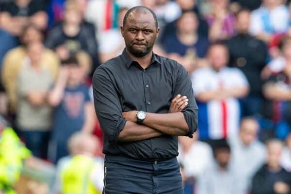 LIVERPOOL, ENGLAND - Saturday, September 18, 2021: Crystal Palace's manager Patrick Vieira during the FA Premier League match between Liverpool FC and Crystal Palace FC at Anfield. Liverpool won 3-0. (Pic by David Rawcliffe/Propaganda)