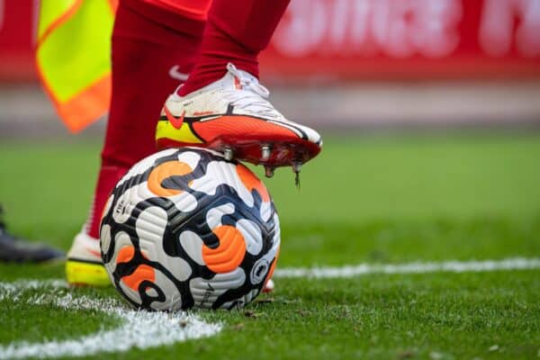 LIVERPOOL, ENGLAND - Saturday, September 18, 2021: The Nike boots of Liverpool's James Milner during the FA Premier League match between Liverpool FC and Crystal Palace FC at Anfield. Liverpool won 3-0. (Pic by David Rawcliffe/Propaganda)