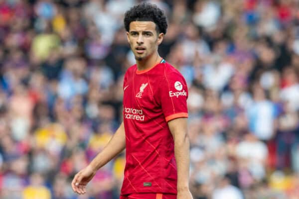 LIVERPOOL, ENGLAND - Saturday, September 18, 2021: Liverpool's Curtis Jones during the FA Premier League match between Liverpool FC and Crystal Palace FC at Anfield. Liverpool won 3-0. (Pic by David Rawcliffe/Propaganda)