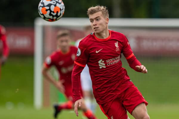 LIVERPOOL, ENGLAND - Sunday, September 19, 2021: Liverpool's Jack Bearne during the Premier League 2 Division 1 match between Liverpool FC Under-23's and Leeds United AFC Under-23's at the Liverpool Academy. Leeds United won 4-0. (Pic by David Rawcliffe/Propaganda)