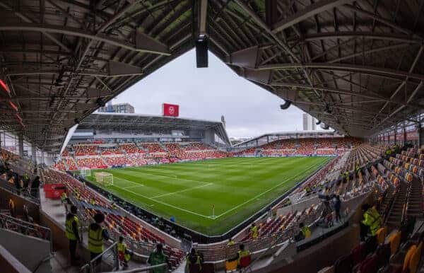 LONDON, ENGLAND - Saturday, September 25, 2021: A general view of the Brentford Commnity Stadium before the FA Premier League match between Brentford FC and Liverpool FC. (Pic by David Rawcliffe/Propaganda)