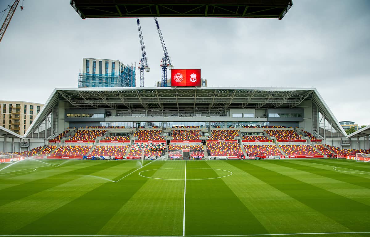 LONDON, ENGLAND - Saturday, September 25, 2021: A general view of the Brentford Commnity Stadium before the FA Premier League match between Brentford FC and Liverpool FC. (Pic by David Rawcliffe/Propaganda)