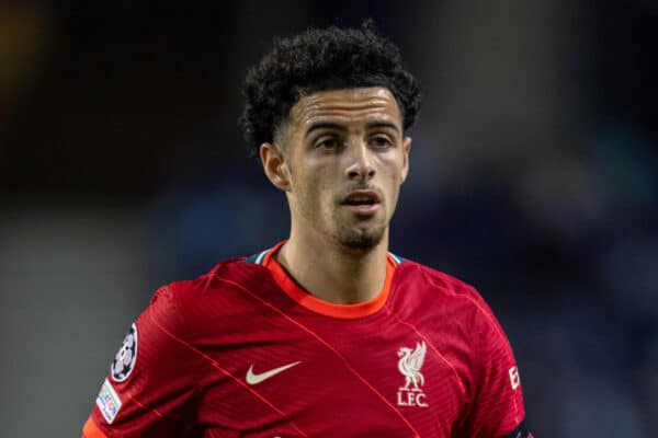 PORTO, PORTUGAL - Tuesday, September 28, 2021: Liverpool's Curtis Jones during the UEFA Champions League Group B Matchday 2 game between FC Porto and Liverpool FC at the Estádio do Dragão. Liverpool won 5-1. (Pic by David Rawcliffe/Propaganda)