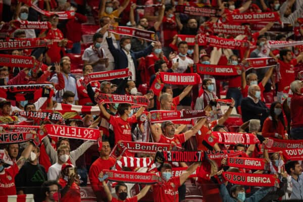 LISBON, PORTUGAL - Wednesday, September 29, 2021: Benfica supporters before the UEFA Champions League Group E Matchday 2 game between SL Benfica and FC Barcelona at the Estádio da Luz. Benfica won 3-0. (Pic by David Rawcliffe/Propaganda)