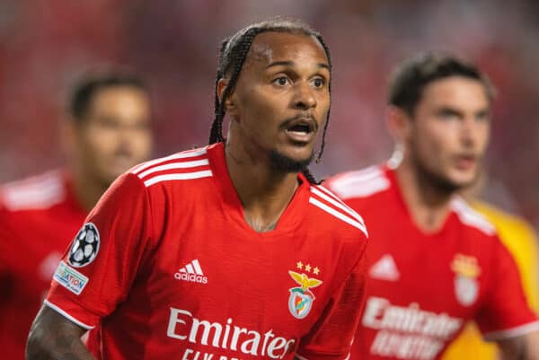 LISBON, PORTUGAL - Wednesday, September 29, 2021: Benfica's Valentino Lazaro during the UEFA Champions League Group E Matchday 2 game between SL Benfica and FC Barcelona at the Estádio da Luz. Benfica won 3-0. (Pic by David Rawcliffe/Propaganda)