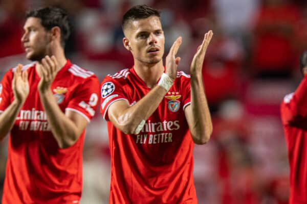 LISBON, PORTUGAL - Wednesday, September 29, 2021: Benfica's Julian Weigl celebrates after the UEFA Champions League Group E Matchday 2 game between SL Benfica and FC Barcelona at the Estádio da Luz. Benfica won 3-0. (Pic by David Rawcliffe/Propaganda)