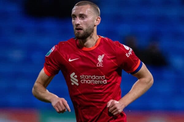 BOLTON, ENGLAND - Tuesday, October 5, 2021: Liverpool's captain Nathaniel Phillips during the English Football League Trophy match between Bolton Wanderers FC and Liverpool FC Under-21's at the Reebok Stadium. Bolton Wanderers won 4-1. (Pic by David Rawcliffe/Propaganda)