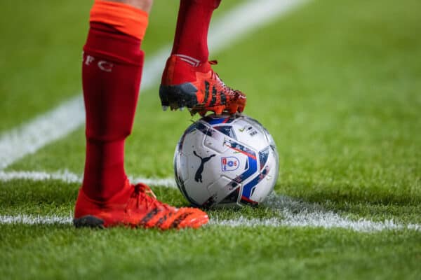 BOLTON, ENGLAND - Tuesday, October 5, 2021: The official EFL match ball during the English Football League Trophy match between Bolton Wanderers FC and Liverpool FC Under-21's at the Reebok Stadium. Bolton Wanderers won 4-1. (Pic by David Rawcliffe/Propaganda)