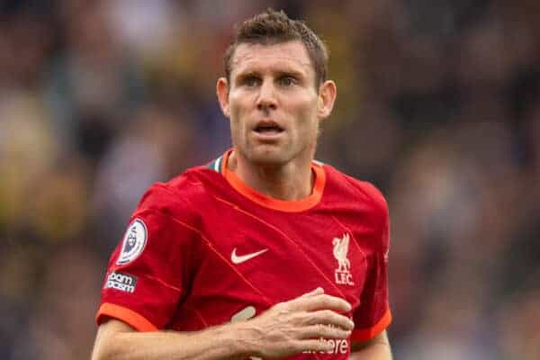 WATFORD, ENGLAND - Saturday, October 16, 2021: Liverpool's James Milner during the FA Premier League match between Watford FC and Liverpool FC at Vicarage Road. Liverpool won 5-0. (Pic by David Rawcliffe/Propaganda)