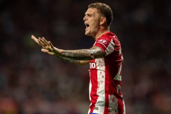 MADRID, SPAIN - Tuesday, October 19, 2021: Club Atlético de Madrid's Kieran Trippier during the UEFA Champions League Group B Matchday 3 game between Club Atlético de Madrid and Liverpool FC at the Estadio Metropolitano. Liverpool won 3-2. (Pic by David Rawcliffe/Propaganda)