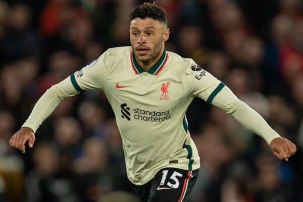 MANCHESTER, ENGLAND - Sunday, October 24, 2021: Liverpool's Alex Oxlade-Chamberlain during the FA Premier League match between Manchester United FC and Liverpool FC at Old Trafford. Liverpool won 5-0. (Pic by David Rawcliffe/Propaganda)