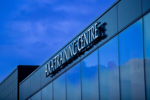 LIVERPOOL, ENGLAND - Tuesday, November 2, 2021: Signage at the AXA Training Centre ahead of the UEFA Champions League Group B Matchday 4 game between Liverpool FC and Club Atlético de Madrid. (Pic by David Rawcliffe/Propaganda)