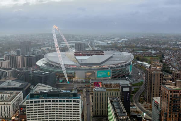 LONDON, ENGLAND - Friday, November 12, 2021: An aerial view of Wembley Stadium before the FIFA World Cup Qatar 2022 Qualifying Group I match between England and Albania. (Pic by David Rawcliffe/Propaganda)