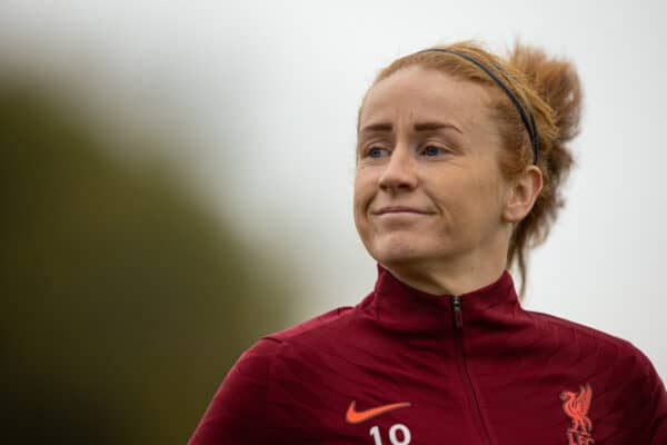 DURHAM, ENGLAND - Sunday, November 14, 2021: Liverpool's Rachel Furness during the pre-match warm-up before the FA Women’s Championship Round 9 match between Durham Women FC and Liverpool FC Women at Maiden Castle Sports Park. Liverpool won 2-0. (Pic by David Rawcliffe/Propaganda)