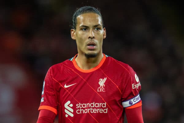 LIVERPOOL, ENGLAND - Saturday, November 20, 2021: Liverpool's Virgil van Dijk during the FA Premier League match between Liverpool FC and Arsenal FC at Anfield. (Pic by David Rawcliffe/Propaganda)