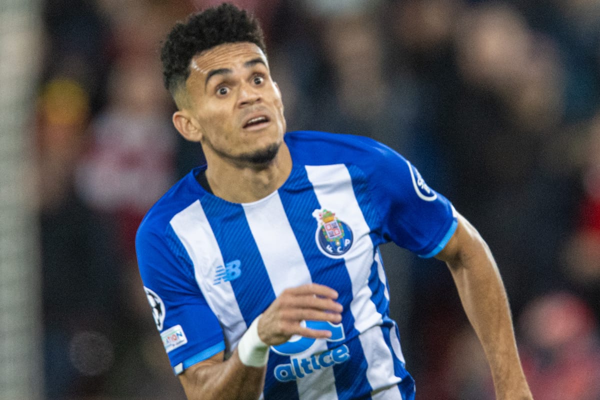 LIVERPOOL, ENGLAND - Wednesday, November 24, 2021: FC Porto's Luis Diaz during the UEFA Champions League Group B Matchday 5 game between Liverpool FC and FC Porto at Anfield. Liverpool won 2-0. (Pic by David Rawcliffe/Propaganda)