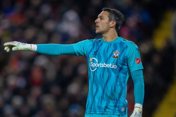 LIVERPOOL, ENGLAND - Saturday, November 27, 2021: Southampton's goalkeeper Alex McCarthy during the FA Premier League match between Liverpool FC and Southampton FC at Anfield. (Pic by David Rawcliffe/Propaganda)