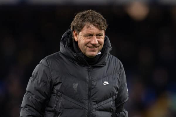 LIVERPOOL, ENGLAND - Wednesday, December 1, 2021: Liverpool's assistant manager Peter Krawietz during the FA Premier League match between Everton FC and Liverpool FC, the 239th Merseyside Derby, at Goodison Park. Liverpool won 4-1. (Pic by David Rawcliffe/Propaganda)