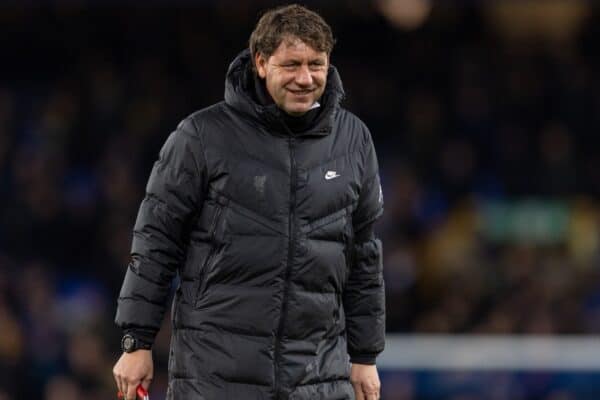 LIVERPOOL, ENGLAND - Wednesday, December 1, 2021: Liverpool's assistant manager Peter Krawietz during the FA Premier League match between Everton FC and Liverpool FC, the 239th Merseyside Derby, at Goodison Park. Liverpool won 4-1. (Pic by David Rawcliffe/Propaganda)