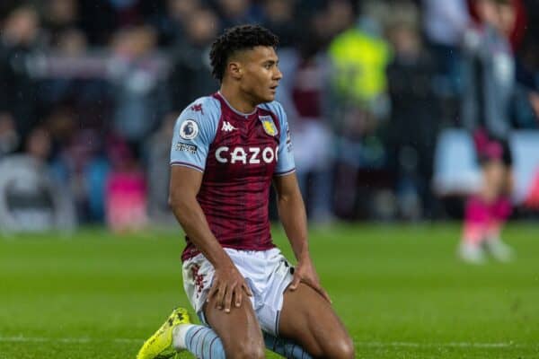 BIRMINGHAM, ENGLAND - Sunday, December 5, 2021: Aston Villa's Ollie Watkins looks dejected after missing a chance during the FA Premier League match between Aston Villa FC and Leicester City FC at Villa Park. Aston Villa won 2-1. (Pic by David Rawcliffe/Propaganda)