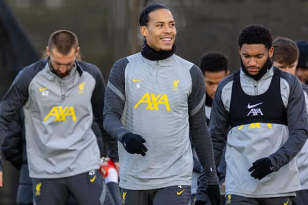 LIVERPOOL, ENGLAND - Monday, December 6, 2021: Liverpool's Virgil van Dijk during a training session at the AXA Training Centre ahead of the UEFA Champions League Group B Matchday 6 game between AC Milan and Liverpool FC. (Pic by David Rawcliffe/Propaganda)