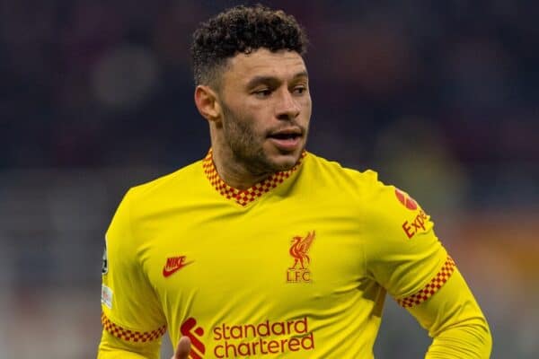 MILAN, ITALY - Tuesday, December 7, 2021: Liverpool's Alex Oxlade-Chamberlain during the UEFA Champions League Group B Matchday 6 game between AC Milan and Liverpool FC at the Stadio San Siro. Liverpool won 2-1. (Pic by David Rawcliffe/Propaganda)