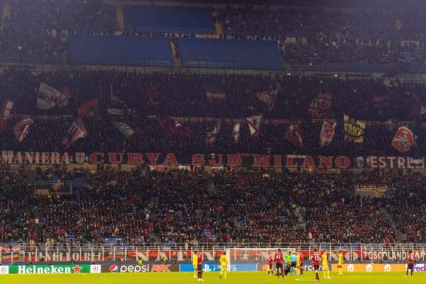 MILAN, ITALY - Tuesday, December 7, 2021: AC Milan supporters during the UEFA Champions League Group B Matchday 6 game between AC Milan and Liverpool FC at the Stadio San Siro. Liverpool won 2-1. (Pic by David Rawcliffe/Propaganda)