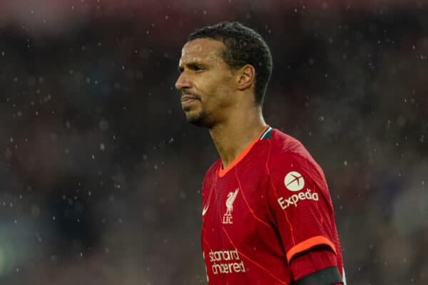 LIVERPOOL, ENGLAND - Saturday, December 11, 2021: Liverpool's Joel Matip during the FA Premier League match between Liverpool FC and Aston Villa FC at Anfield. Liverpool won 1-0. (Pic by David Rawcliffe/Propaganda)