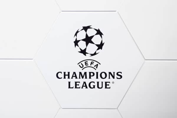 NYON, SWITZERLAND - Monday, December 13, 2021: Branding during the UEFA Champions League 2021/22 Round of 16 Draw at the UEFA headquarters, The House of European Football. (Handout by UEFA)