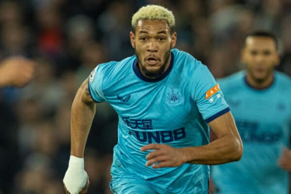 LIVERPOOL, ENGLAND - Thursday, December 16, 2021: Newcastle United's Joelinton Cássio Apolinário de Lira during the FA Premier League match between Liverpool FC and Newcastle United FC at Anfield. Liverpool won 3-1. (Pic by David Rawcliffe/Propaganda)