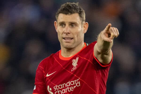 LEICESTER, ENGLAND - Tuesday, December 28, 2021: Liverpool's James Milner during the FA Premier League match between Leicester City FC and Liverpool FC at the King Power Stadium. Leicester City won 1-0. (Pic by David Rawcliffe/Propaganda)