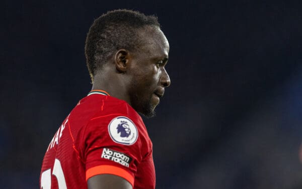 LEICESTER, ENGLAND - Tuesday, December 28, 2021: Liverpool's Sadio Mané during the FA Premier League match between Leicester City FC and Liverpool FC at the King Power Stadium. Leicester City won 1-0. (Pic by David Rawcliffe/Propaganda)