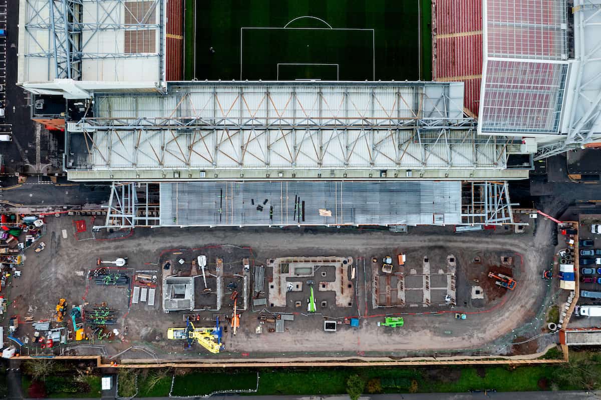 Anfield Road end construction, January 2022. (Pic by David Rawcliffe/Propaganda)